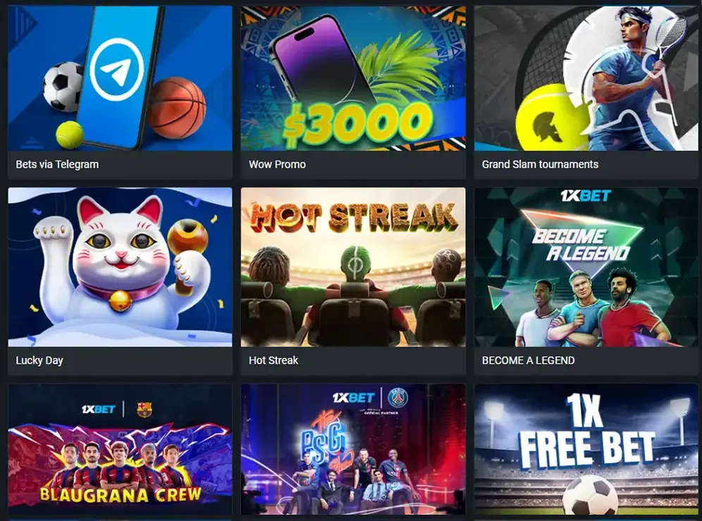 1xBet promotions, sports events and bonus offers